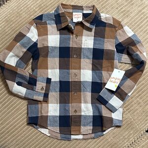 Jumping Beans Kids Checkered Shirt - Navy and Tan NWT size 5